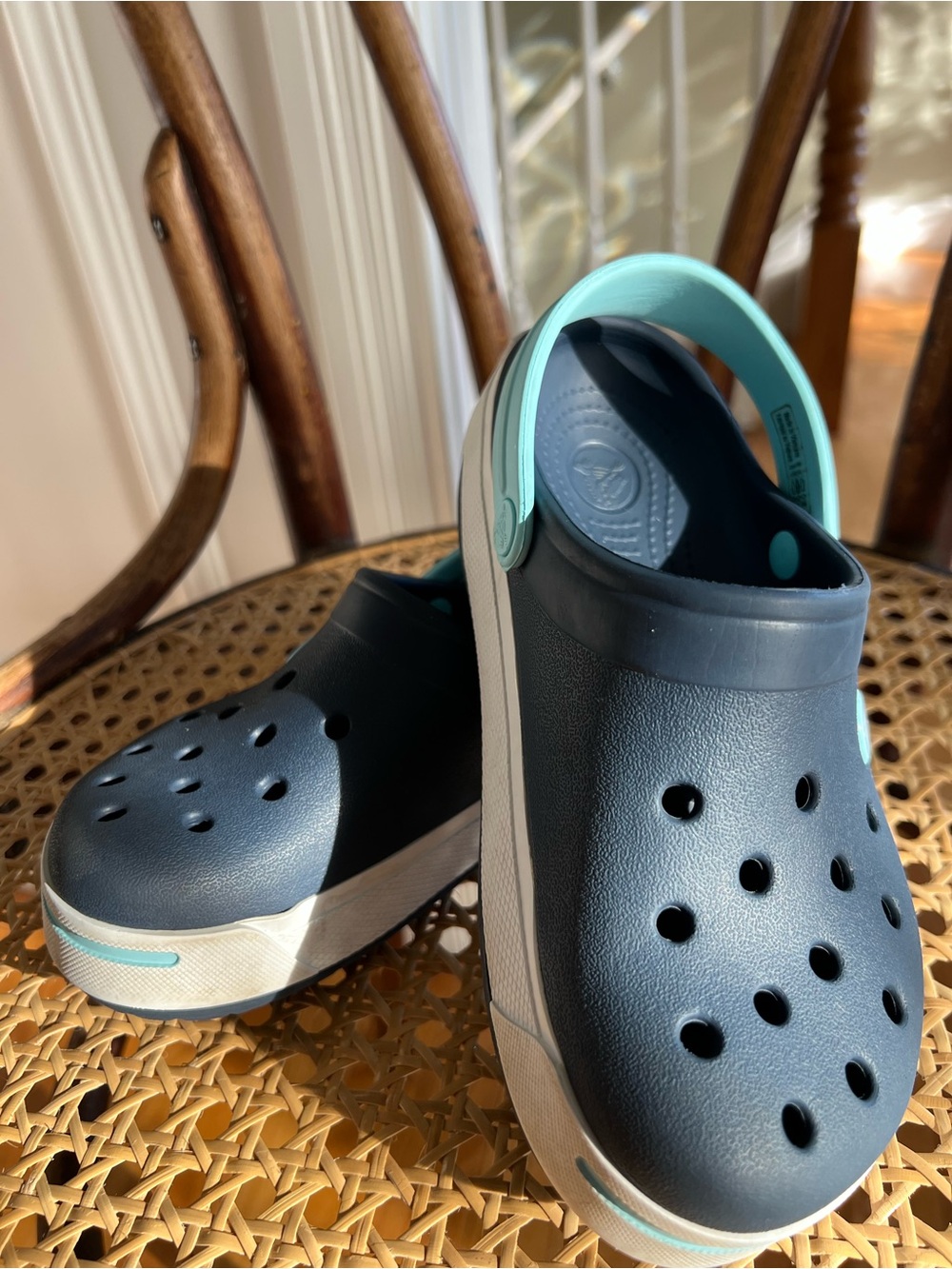 CROCS Kids Navy and Light Blue Classic Clogs Size c12/13 - Picture 7 of 12